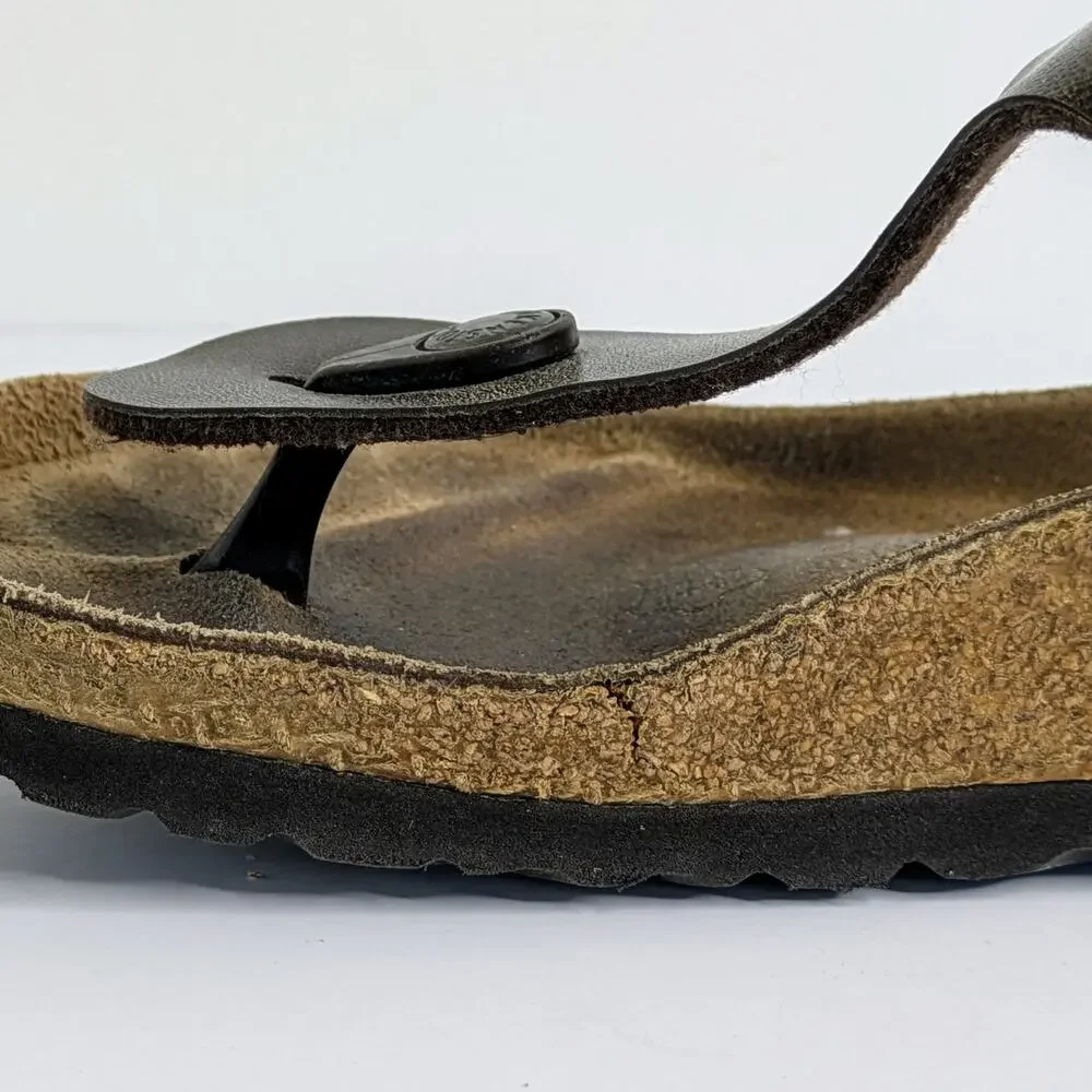 Birkenstock Gizeh Sandals 37 Brown Metallic Thong Flat Cork Footbed 6-6.5